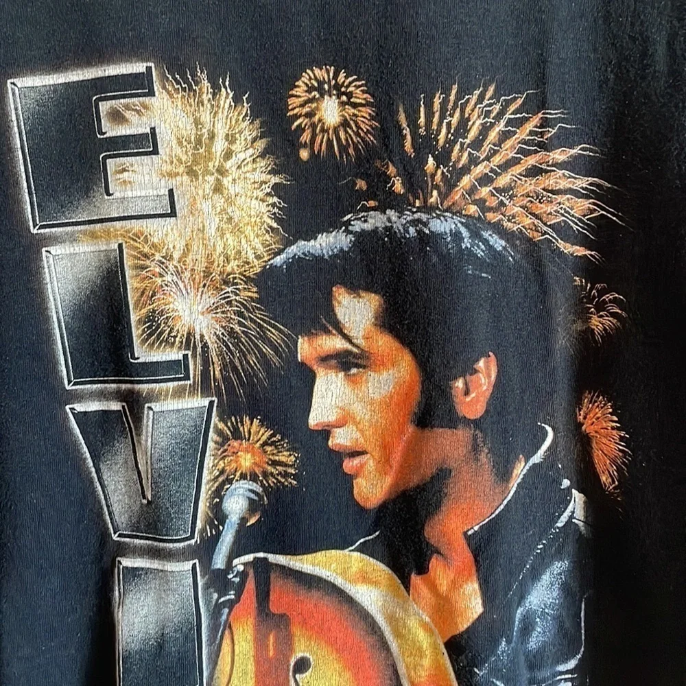 VTG Elvis Presley Tee XXL T-Shirt Black Graceland Music King Rock Merch OG Band